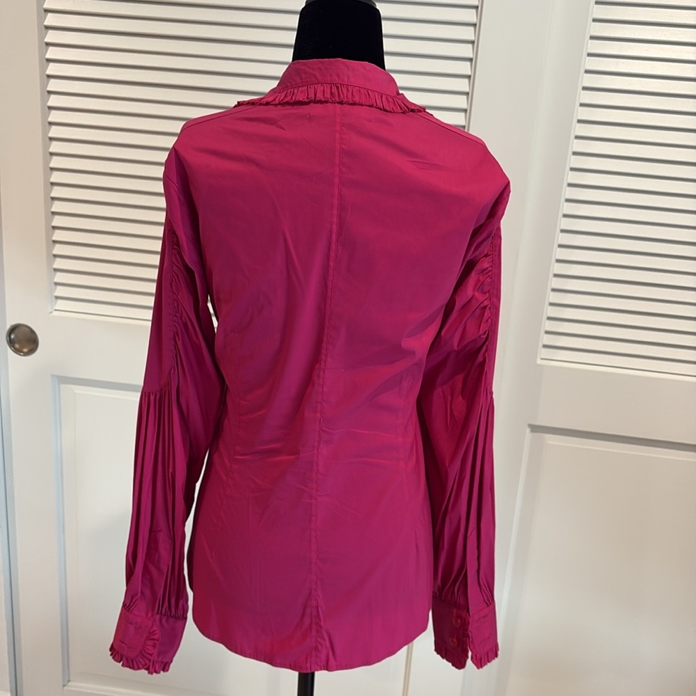Robert Rodriguez Ruffled Pink Button-Up Blouse - Picture 4 of 5